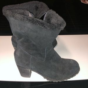 Fluffy black boots